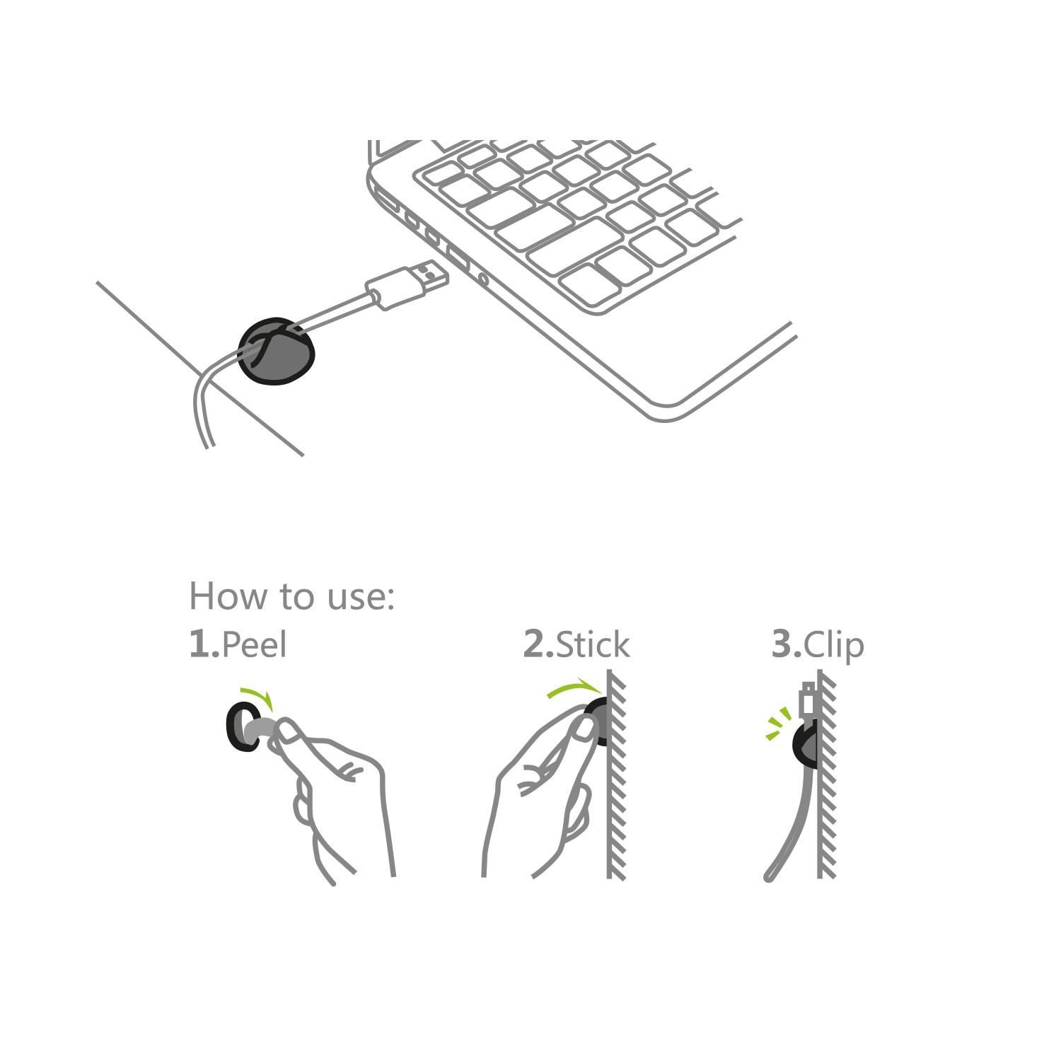 Bekijk afbeelding 2 van Desktop Cableclips, 4 stuks